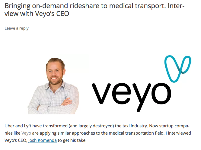 Veyo bringing rideshare to medical transport
